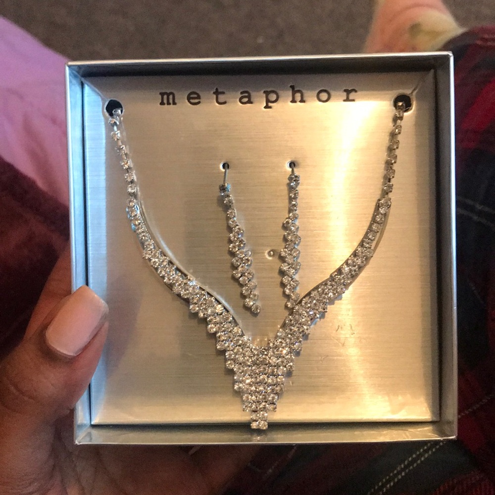 Crystal Necklace and Earring Metaphor set